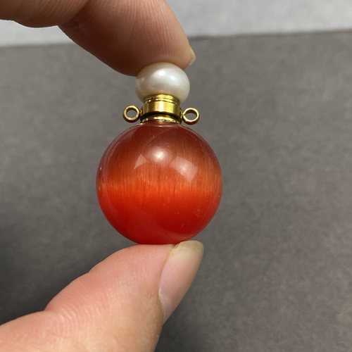 猫眼石圆球香水瓶空瓶可装香水精油吊坠女款锁骨链送女友闺蜜