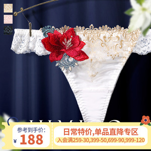 HIMICO内裤女重工刺绣透明蕾丝可爱纯欲性感无痕低腰丁字T裤018