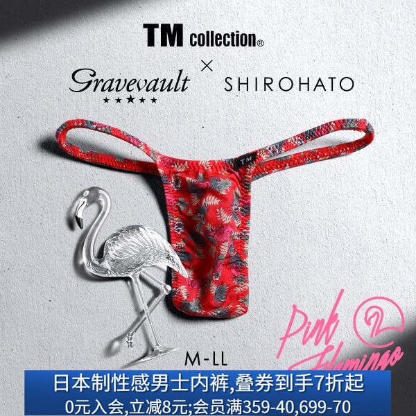 Gravevault男士内裤日本制性感细带紧身本命年红色低腰丁字T裤240