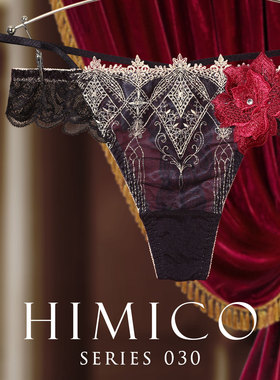 HIMICO丁字裤女重工刺绣日系透明蕾丝性感双环低腰女士内裤030