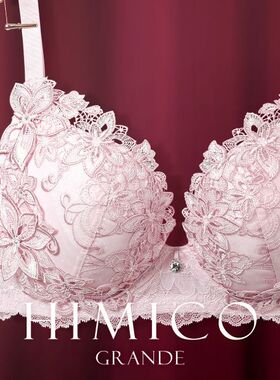 HIMICO大码内衣大胸显大防外扩收副乳重工蕾丝刺绣性感风文胸G003
