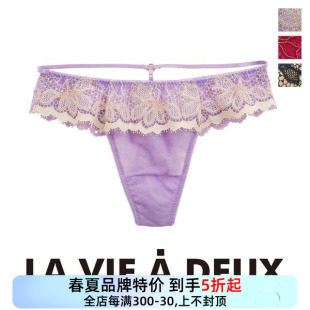 刺绣臀部透感全蕾丝透气纯欲性感红色低腰丁字T裤 LVAD内裤 女法式