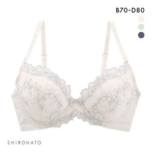 诗萝涵朵SHIROHATO内衣女日系软钢圈侧收聚拢刺绣蕾丝边文胸罩