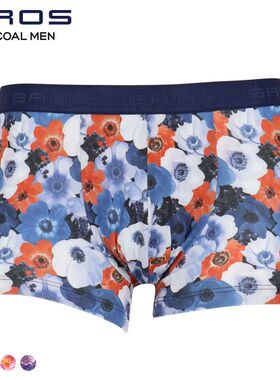 华歌尔BROS男士内裤轻薄透气柔软无痕舒适印花大码中腰四角内裤