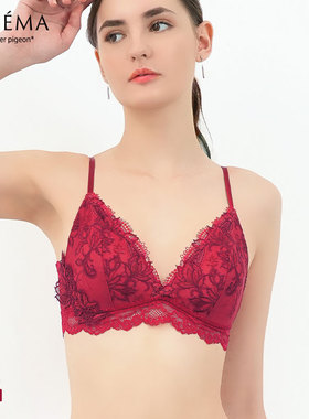 诗萝涵朵TIAM内衣女无钢圈上托防下垂重工蕾丝刺绣性感红色文胸05