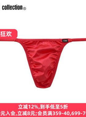 TM collection男士内裤日本制柔软弹力缎光新年红色低腰丁字T裤