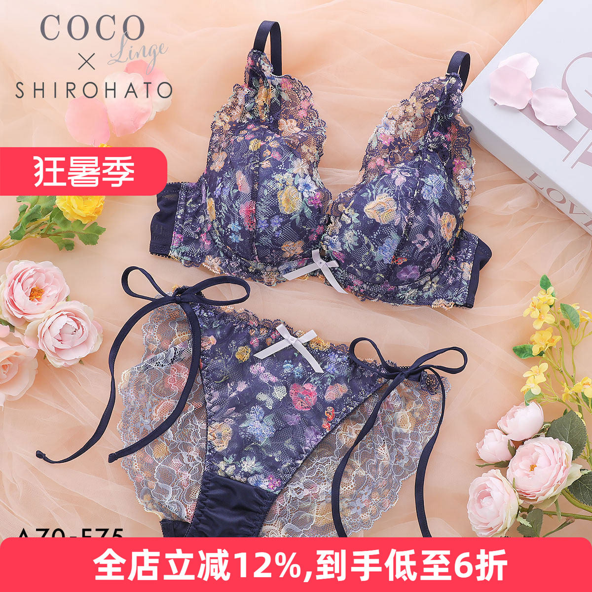 小胸聚拢显大可爱薄纱文胸套装