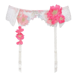 华歌尔Wacoal Salute吊袜带女可爱印花刺绣蕾丝性感丝袜防滑夹01G