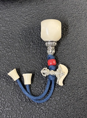 天然冰芯料猛犸三通套装榫卯工艺纯手工制银件999文玩配饰