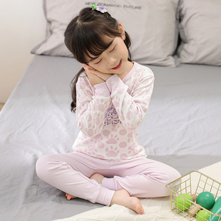中大童小女孩睡衣男女童新疆棉线衣线裤 儿童内衣套装 纯棉秋衣秋裤