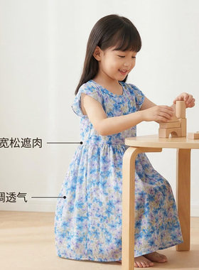 女童棉绸碎花裙儿童背心裙