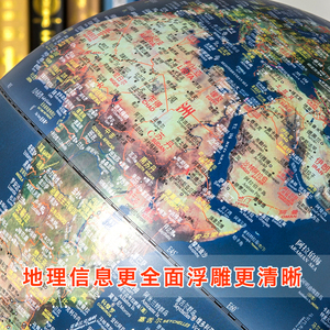 促45cm大号高清地球仪高清复古立体浮雕办公室书房大轻奢摆件特大