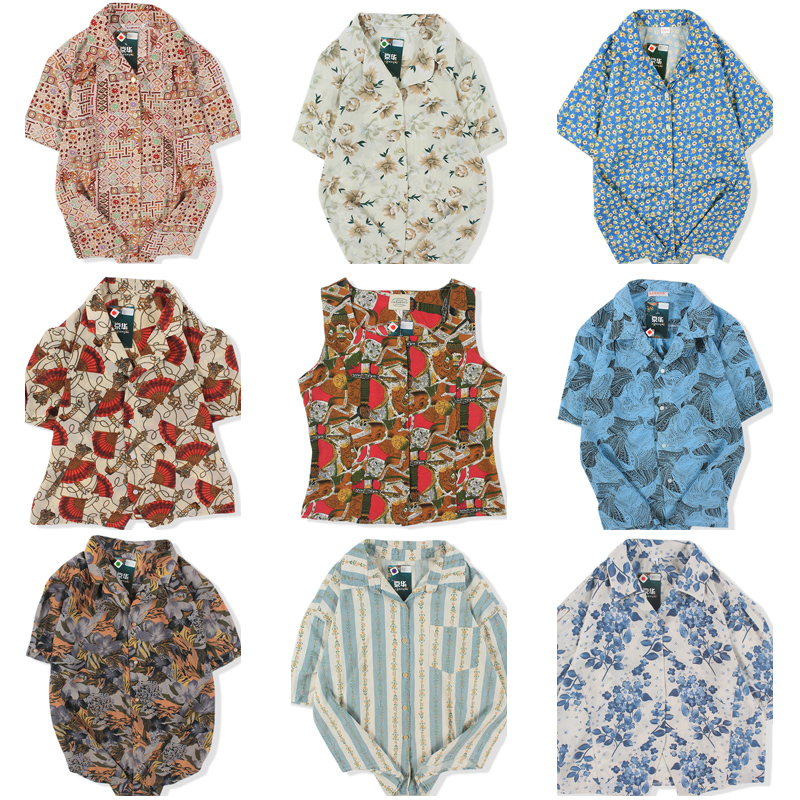 vintage日系复古着港风印花衬衫