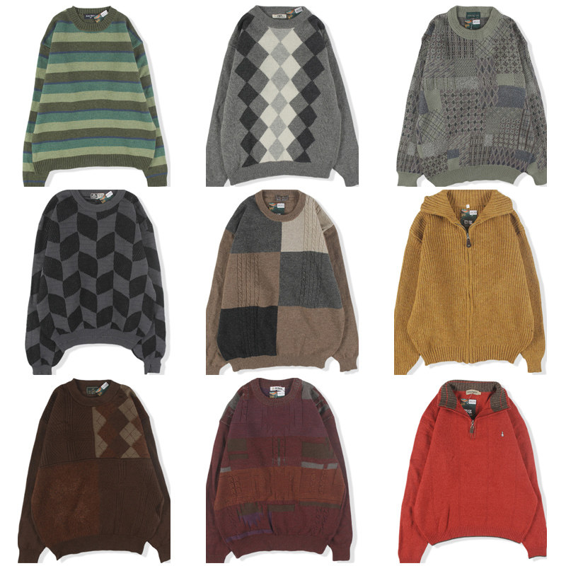 古着vintage纯色羊毛衫套头V领圆领毛衣针织衫男女情侣学院外套88,男装,针织衫/毛衣,淘宝优惠券,粉丝福利购,淘宝优惠卷