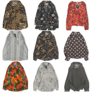 vintage日系复古着港风宽松衬衣油画巴洛克长袖 男女803 碎印花衬衫