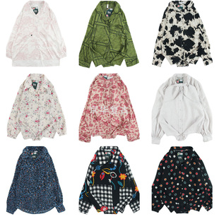 复古vintage古着日系港风夏威夷雪纺油画巴洛克长袖 145 印碎花衬衫