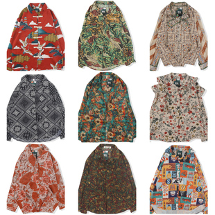 vintage日系复古着港风宽松衬衣油画巴洛克长袖 男女781 碎印花衬衫