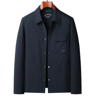 强者保罗翻领夹克男春秋2026新款商务轻奢风标准版型衬衣领外套潮