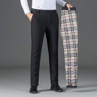 强者保罗羽绒裤男加厚保暖直筒商务休闲裤高弹力外穿男裤保暖裤