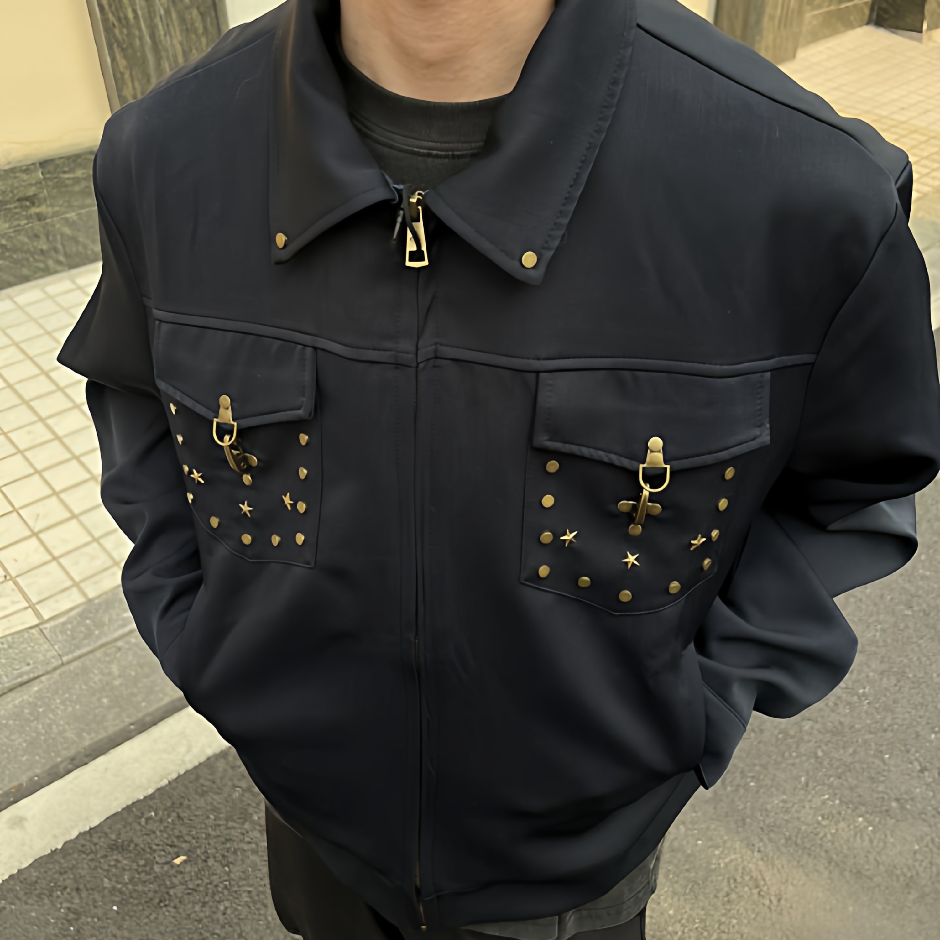 2026美式复飞机钉子设计拉链夹克男女宽松微短款小众百搭外套ins,男装,夹克,淘宝优惠券,粉丝福利购,淘宝优惠卷