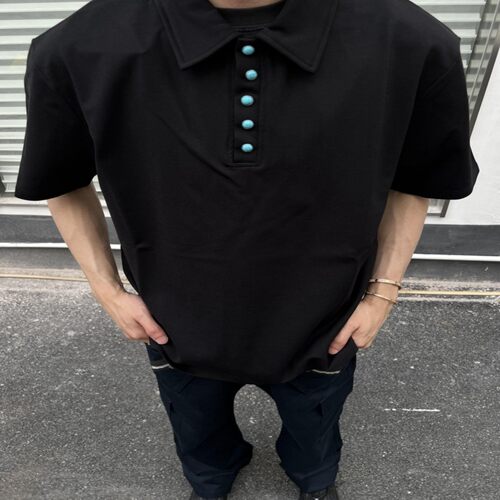 重磅POLP领复古绿松石男T恤