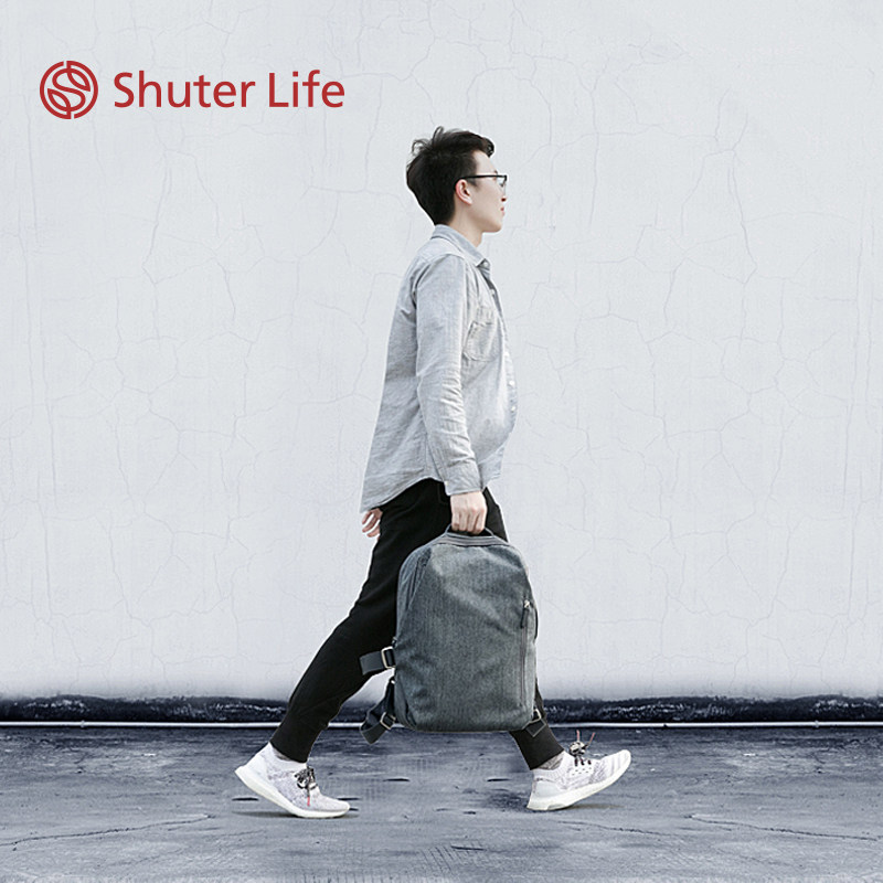 树德生活馆 D4778日行者休闲简约双肩包灰色百搭旅行收纳背包学生