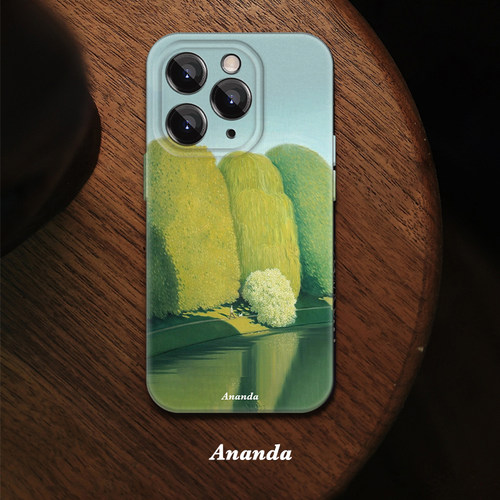 油画湖畔柳树夏天全包菲林软壳iPhone15promax手机壳华为pura70小米14苹果vivo小众不撞款艺术生高级感个性16