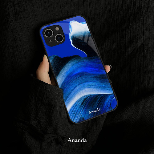 小众自然疗愈抽象设计适用iPhone15promax手机壳氛围感14promax个性新款13艺术15pro钢化玻璃套12全包精孔软9