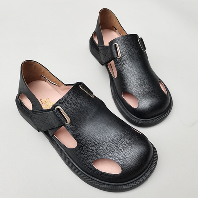 夏季纯牛皮大头宽松男凉鞋单鞋