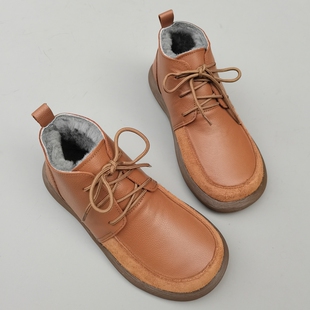 羊皮毛一体女鞋外贸真皮纯牛皮羊毛防滑厚软底休闲大棉雪地短靴冬