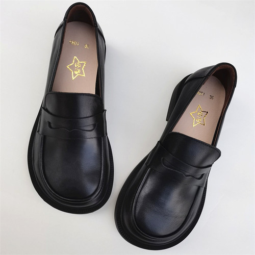 宽版ins风外贸纯皮软底大头鞋