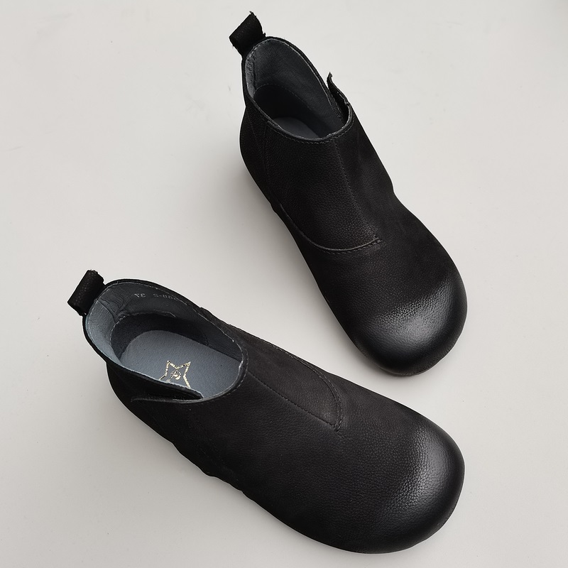 头层牛皮透气软底女鞋春秋短筒靴