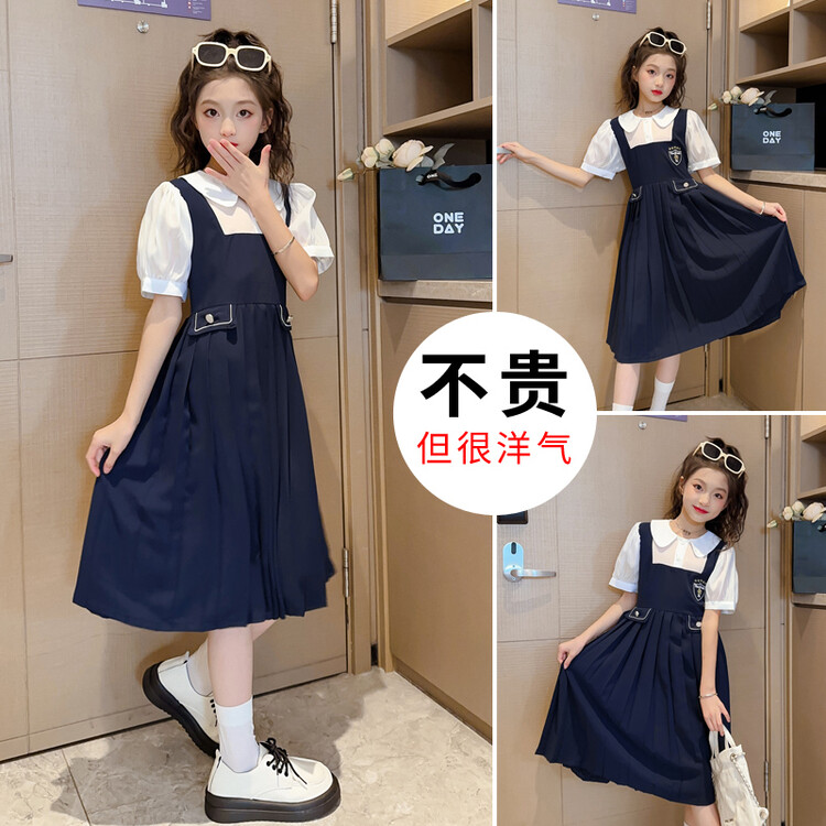 学院风百褶雪纺夏季连衣裙