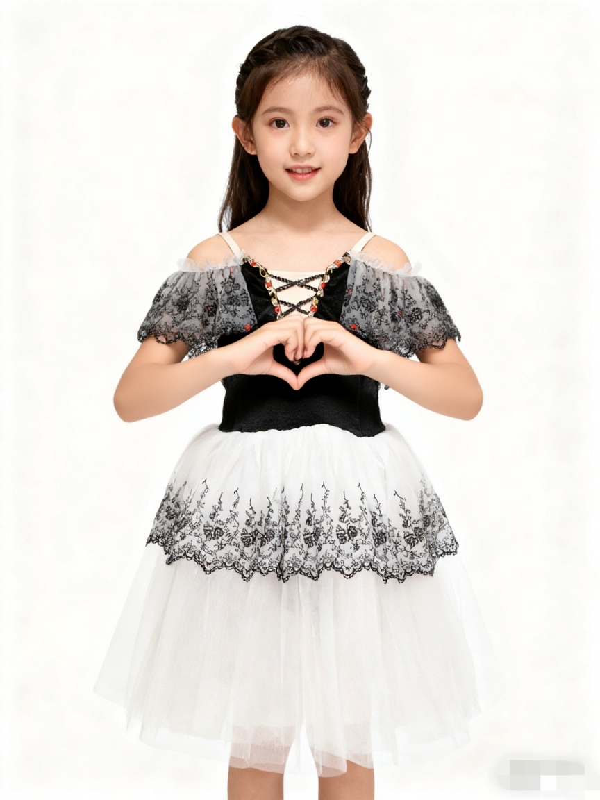 卡门变奏芭蕾舞裙儿童演出服黑色蓬蓬裙比赛服装成人芭蕾表演服新