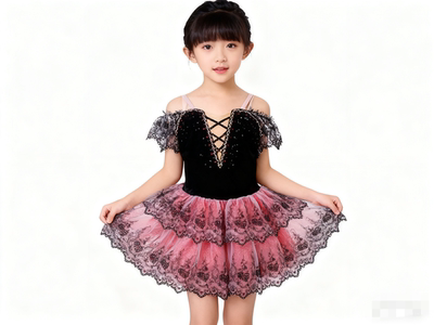 卡门变奏芭蕾裙儿童专业表演服黑红色比赛蓬蓬纱裙专业芭蕾演出服