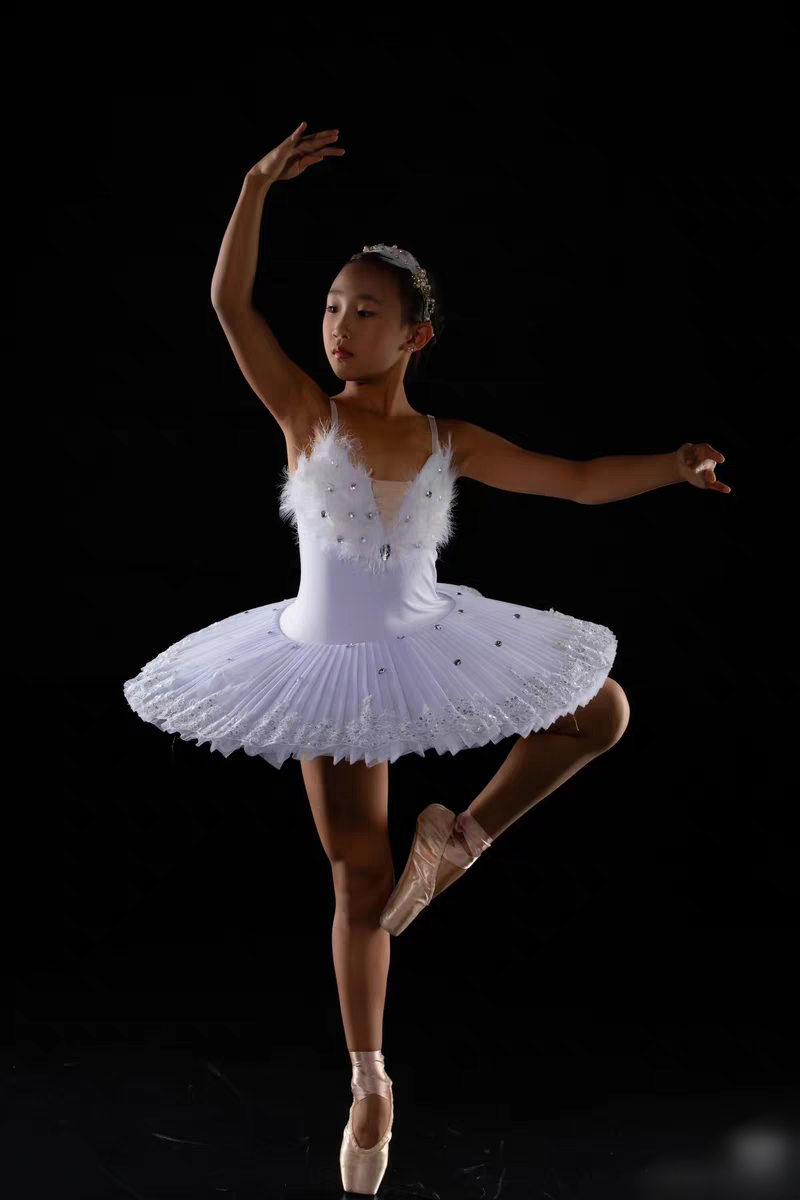 女童芭蕾舞裙演出服纯白天鹅湖TUTU裙儿童专业睡美人蓬蓬裙表演服