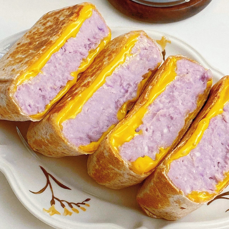 无油微甜手工芋泥芝士全麦粗粮卷饼饱腹代餐早餐食品健康零食甜品