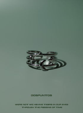 DosPuntos 宇宙探索部 星月戒指可调节设计感钛钢不掉色开口戒女