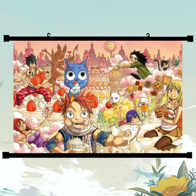 FAIRY TAIL动漫周边海报格雷·佛尔帕斯塔艾露莎挂画布料材质现货