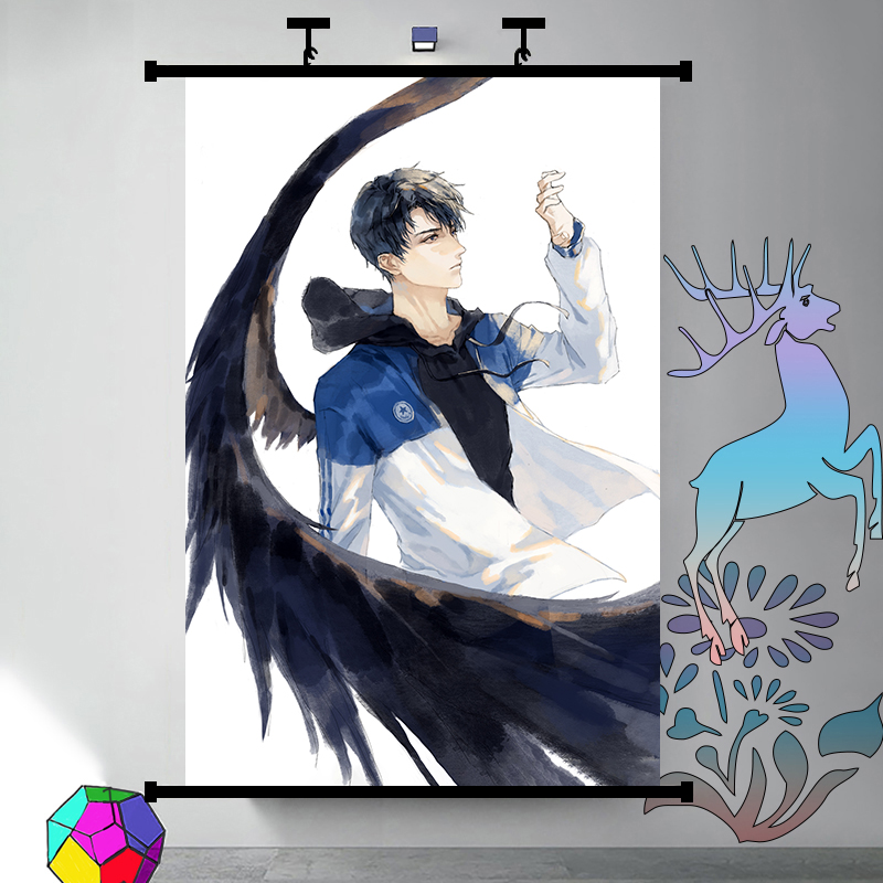 蒋丞顾飞同人周边海报撒野顾淼卷轴挂画来图定制客厅背景画现货