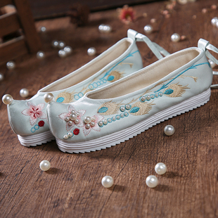 今日特价 原创汉服鞋古装鞋古风绣花弓鞋明制布鞋春秋单鞋 清仓