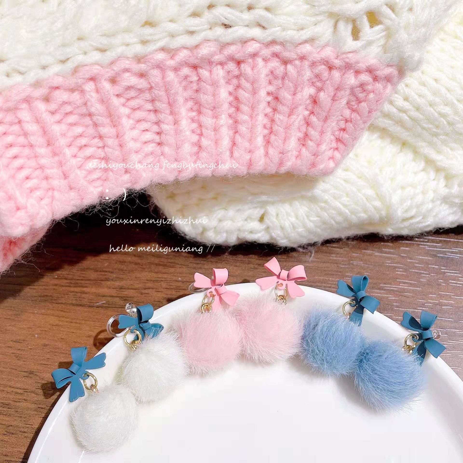 新款秋冬气质S925银针蝴蝶结爆款毛绒球耳环女日韩甜网红耳钉耳坠