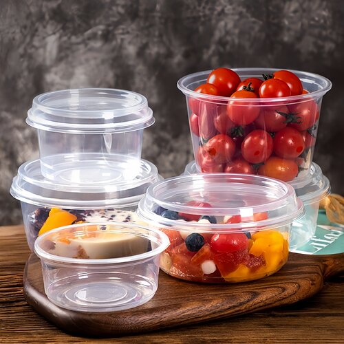 冰粉专用水果捞圆形甜品塑料