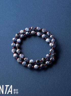 PANTA手作「点绛唇」蓝晶石石榴石水晶手串猫眼冰透原创清冷双圈