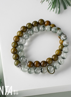 PANTA手作「雪顶含翠」绿檀绿幽灵长款手串氛围感国风天然