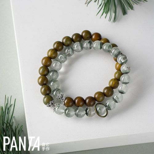 PANTA手作「雪顶含翠」绿檀绿幽灵长款手串氛围感国风天然