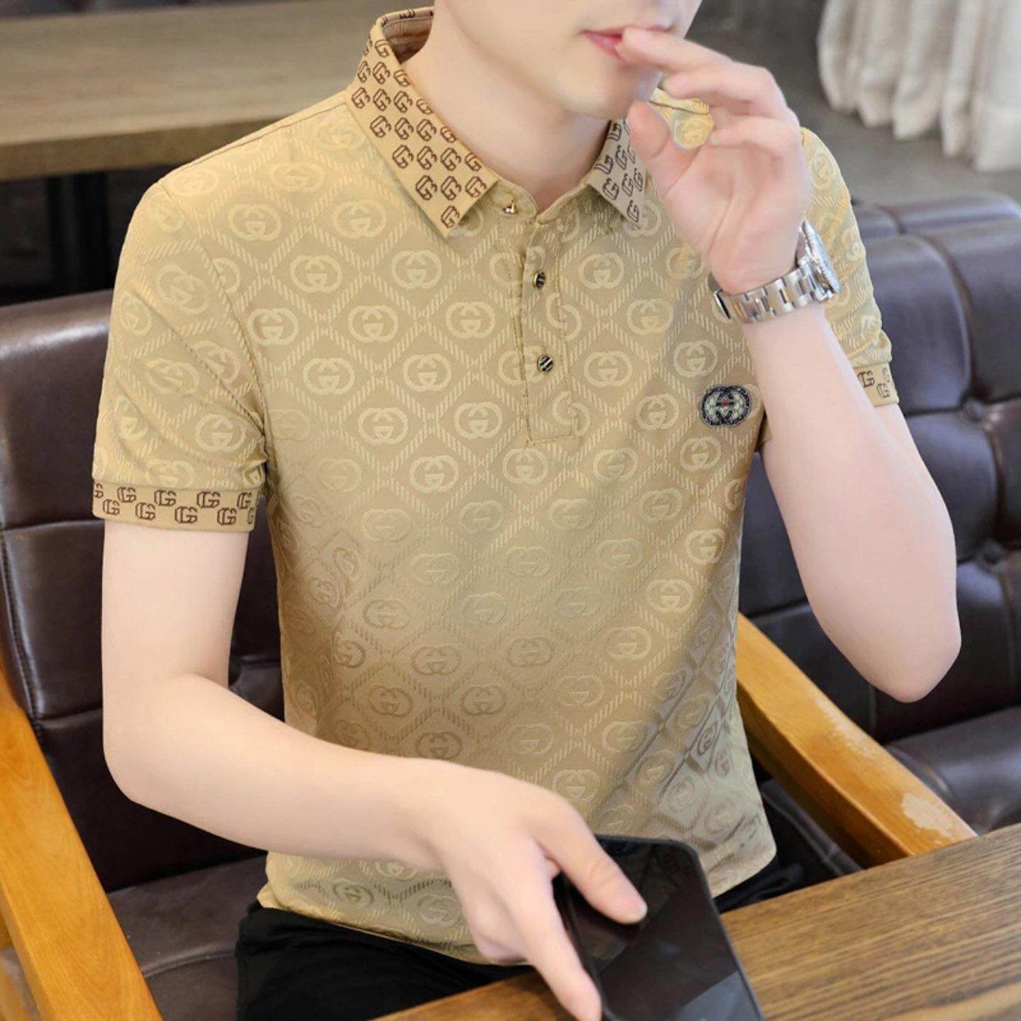 点击率潮牌男装大牌轻奢男士POLO衫2026夏季新款冰丝凉感提花短袖