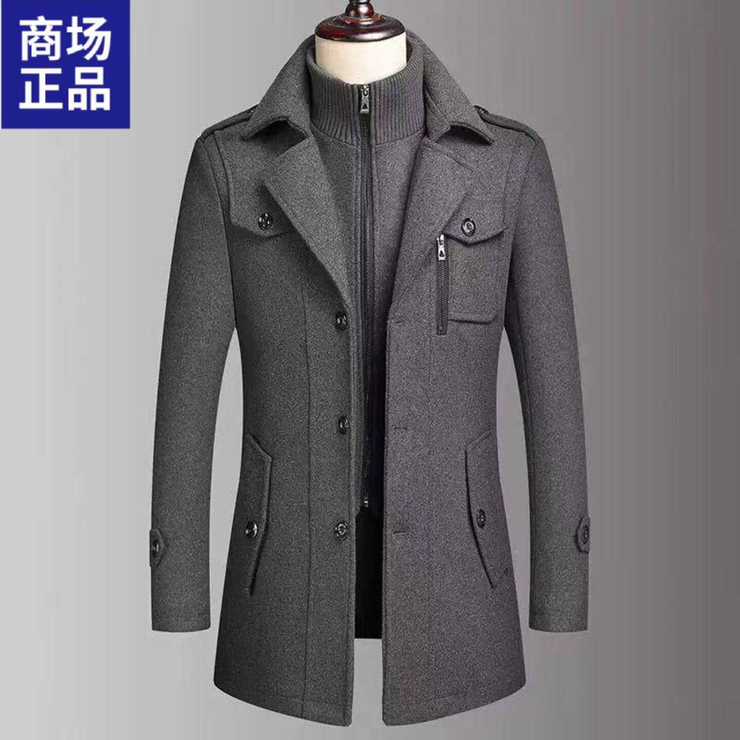 振炳男装专卖店2026冬季新款中年男士毛呢大衣外套加厚呢子夹克秋