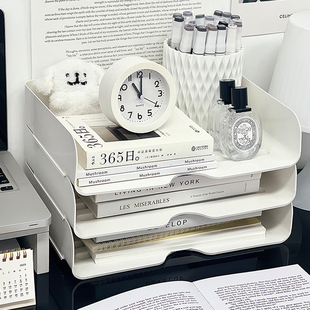 办公室文件收纳盒资料置物架桌面工位可叠加书本收纳盒A4纸抽拉盒