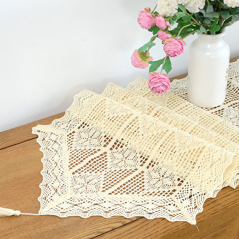 美式田园棉线镂空餐桌布桌旗装饰布艺仿钩针茶几垫电视柜五斗橱,居家布艺,桌旗,淘宝优惠券,粉丝福利购,淘宝优惠卷